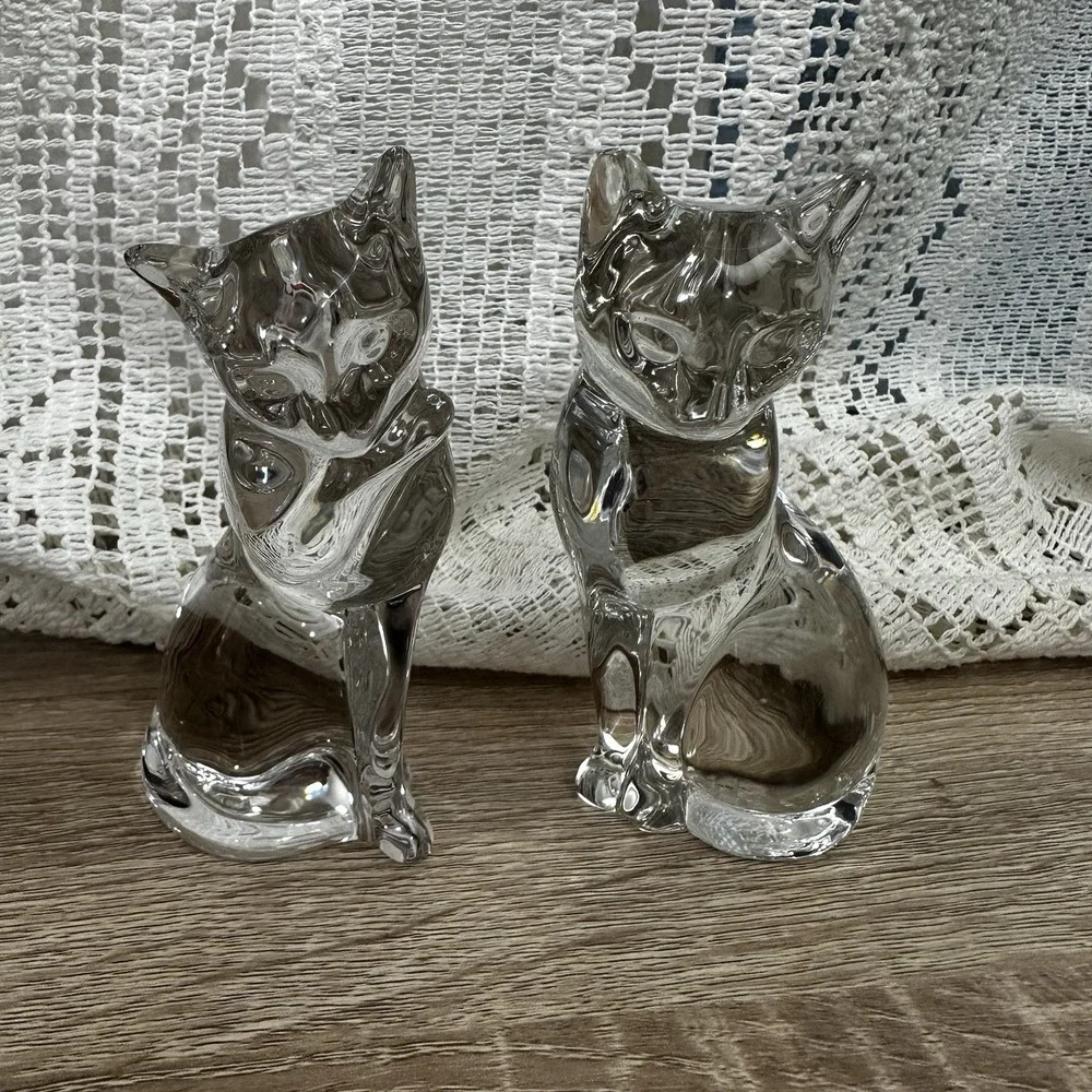 Vintage Lenox Clear Crystal Sitting Cat Kitty 4.5
